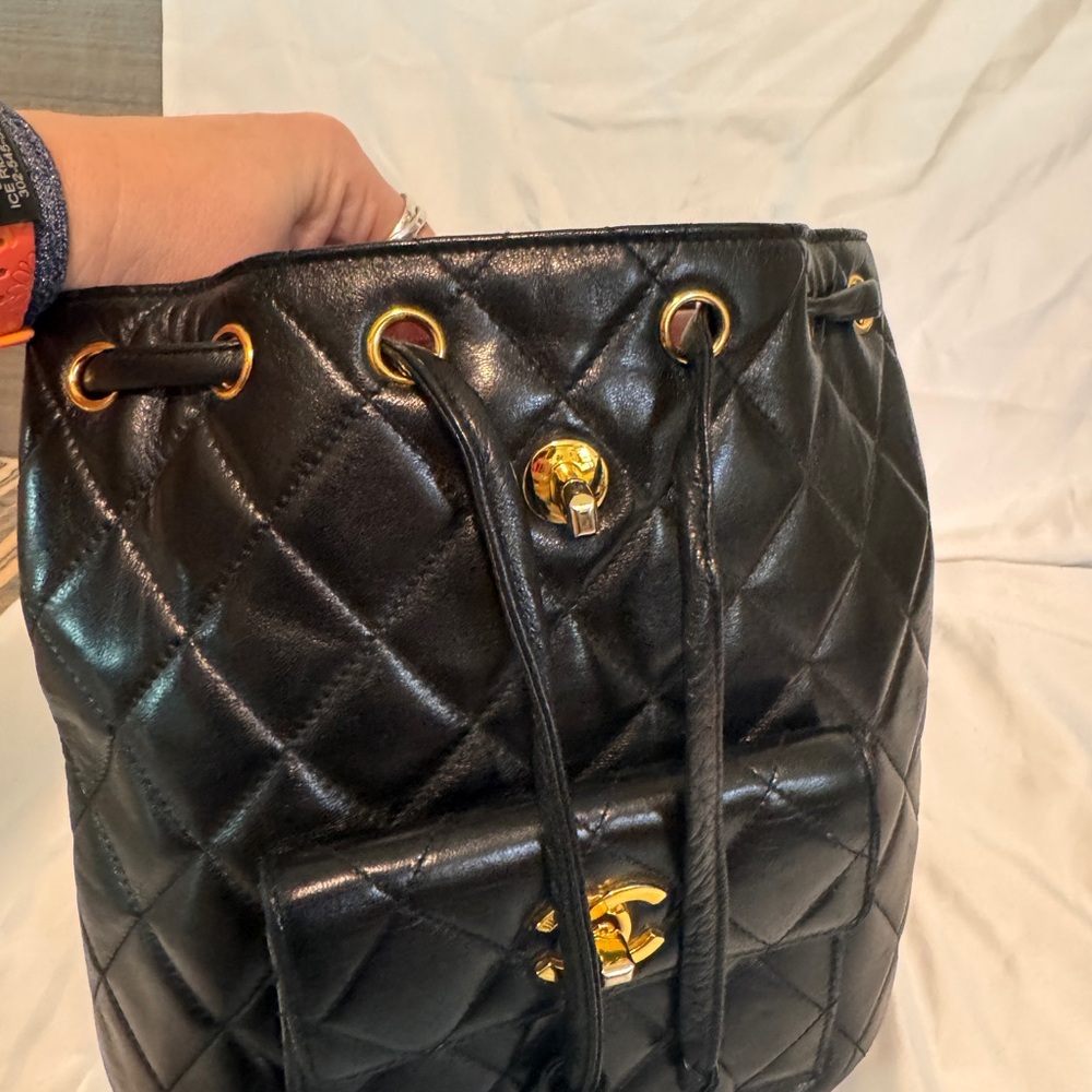 Vintage Chanel Black Quilted Backpack - Picture 5 of 11